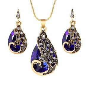 Bohemian 18K Gold-plated Crystal Jewelry (Blue)